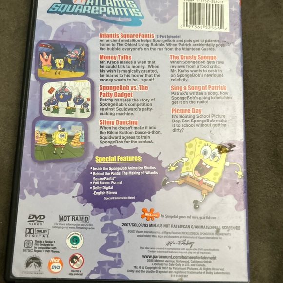 Sponge Bob Squarepants Atlantis Squarpantis--DVD Like New - Picture 5 of 6